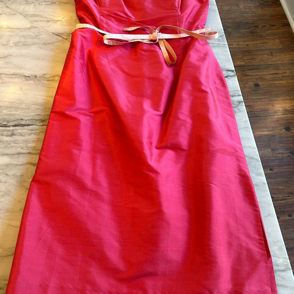 Designer Strapless dress raw silk size 2. (Altered from a size 6 )